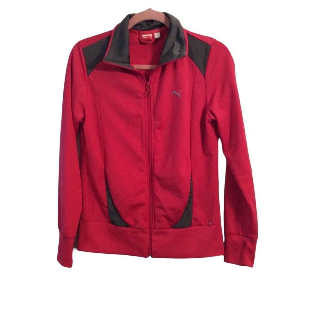 Puma Pink Gray Medium M track jacket zip front stretch